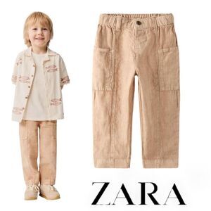 ZARA Kids | Brown | LINEN PANTS WITH POCKETS